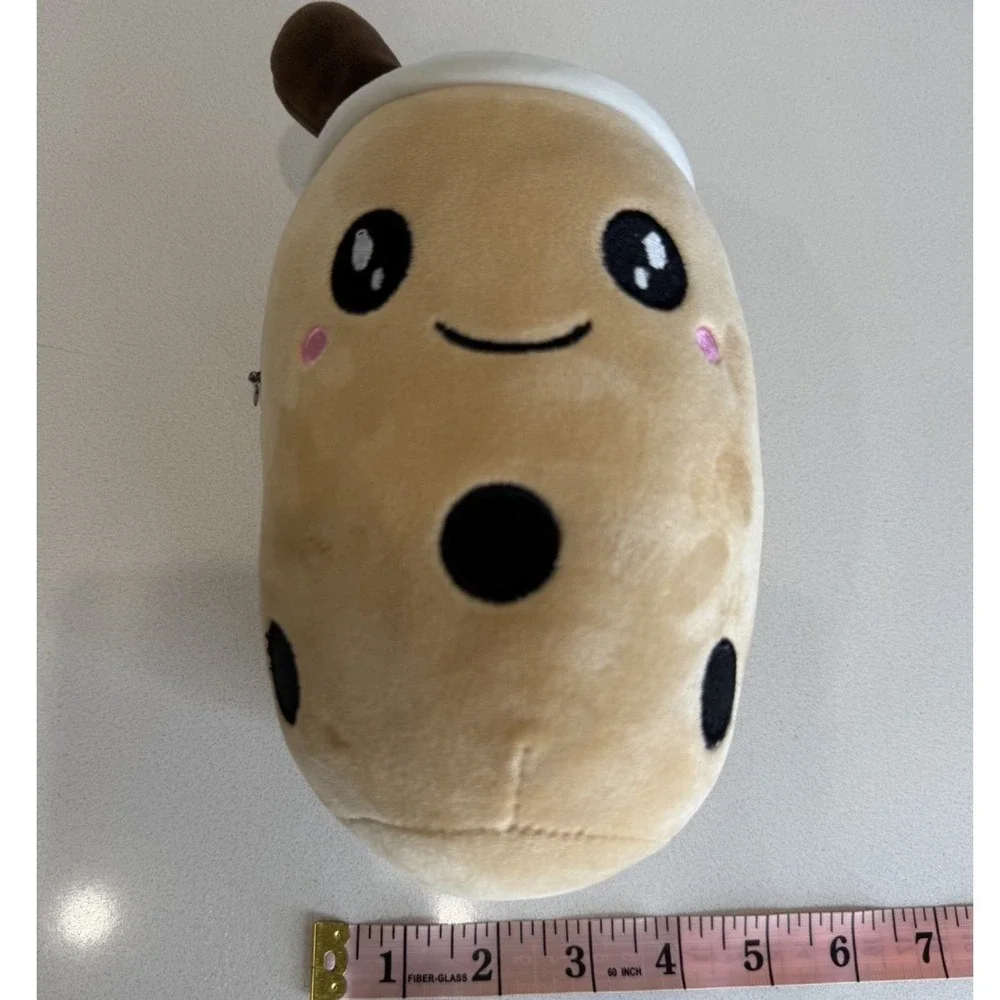Boba Tea Plush Stuffed Animal Kawaii Bubble Tea Tan Brown 9 Inch Plushie